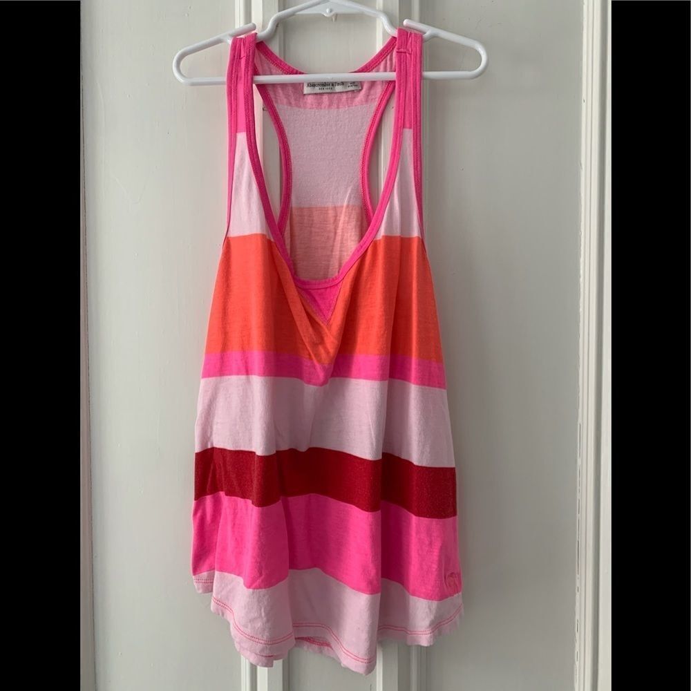 Abercrombie pink/orange striped tank S